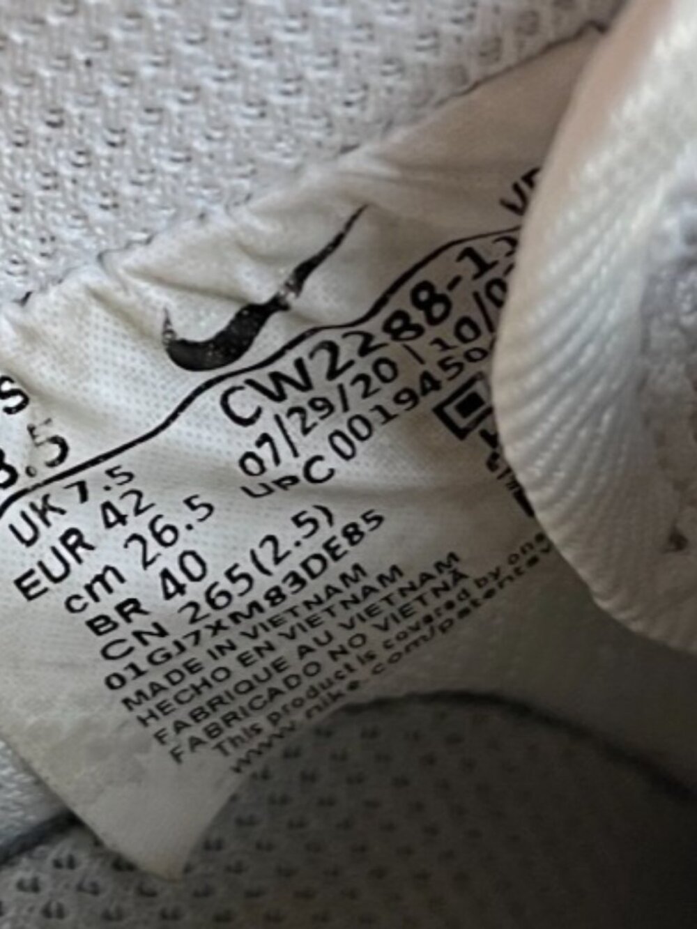Nike Air Force 1 Low '07 Mens Size 8.5 White Athletic Lifestyle Shoes Sneakers - Picture 11 of 12